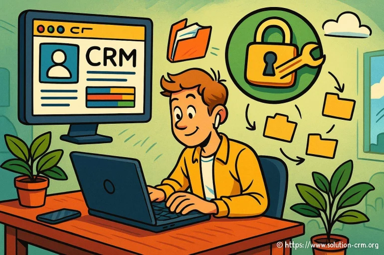 Utilisateur travaillant sur un logiciel CRM sécurisé