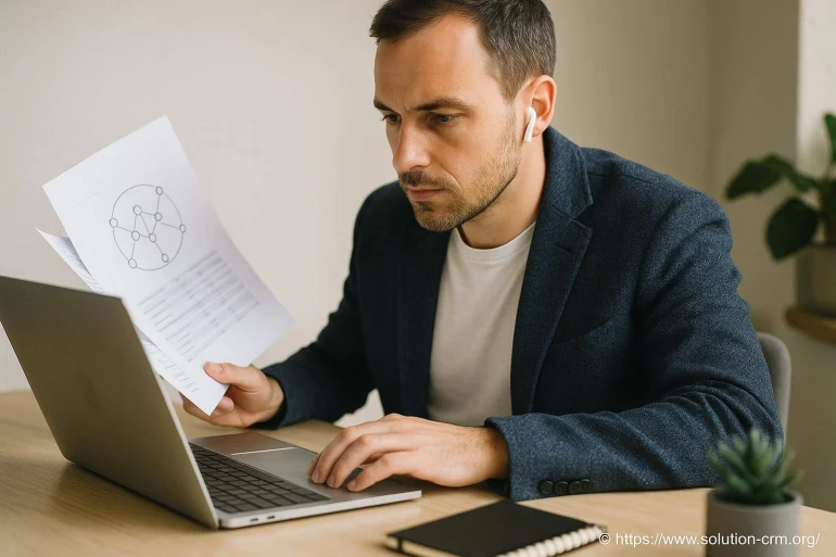 Homme travaillant sur ordinateur avec documents