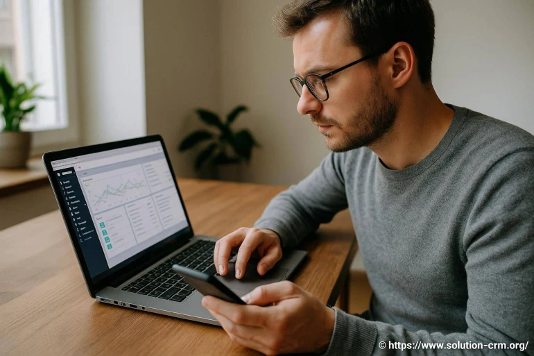 Homme analysant des données sur ordinateur