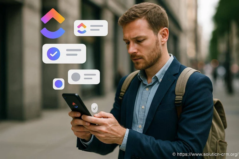 Homme consultant application gestion tâches smartphone