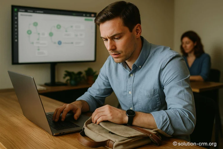 Homme concentré travaillant sur ordinateur portable