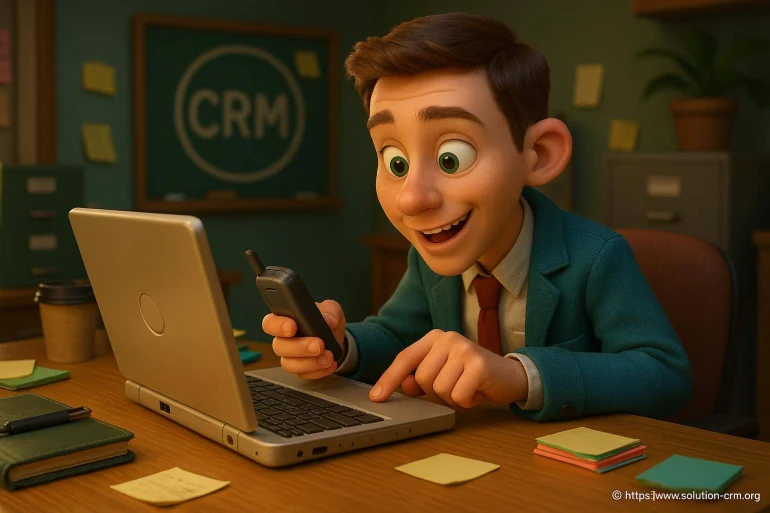 Homme souriant utilisant ordinateur et téléphone