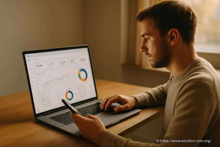 Homme analysant des données sur ordinateur
