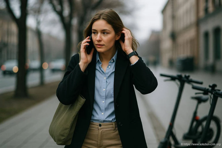 Femme parlant au téléphone en ville