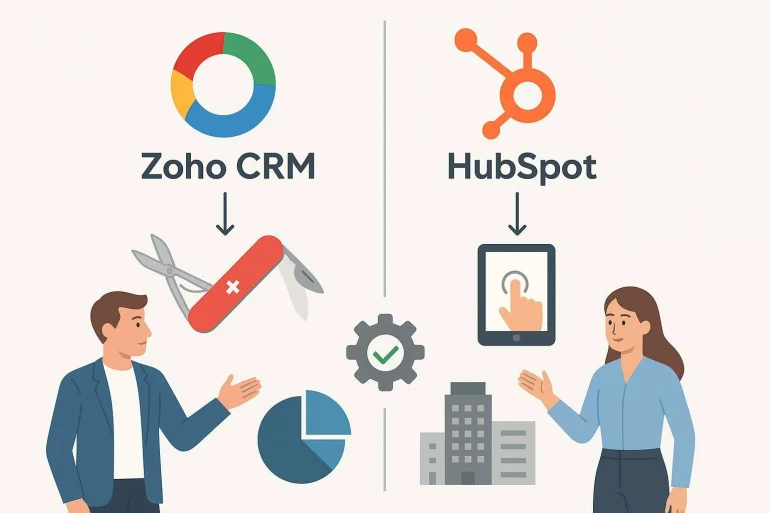 Comparaison visuelle Zoho CRM et HubSpot