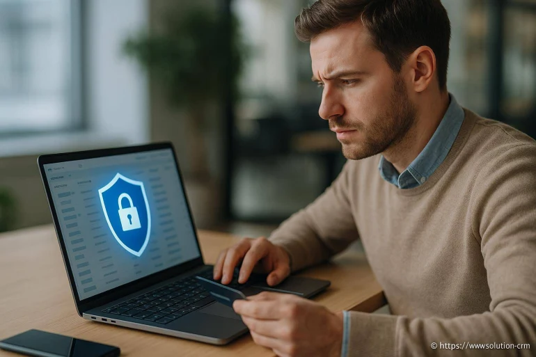 Homme vérifiant la sécurité en ligne