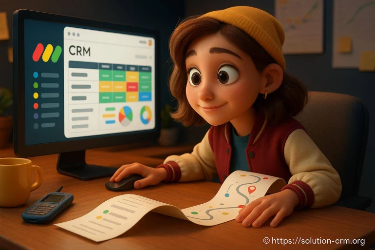 Jeune fille utilisant un logiciel CRM