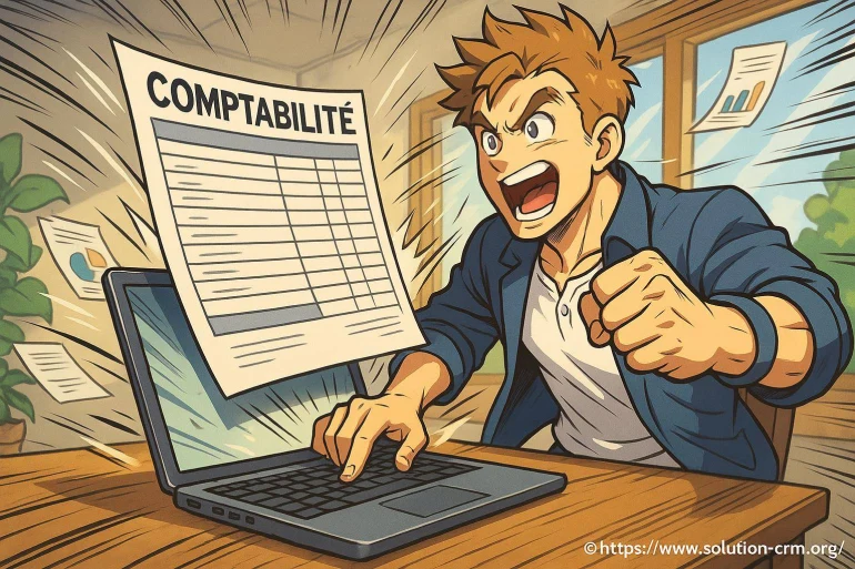 Homme en colère avec document comptabilité