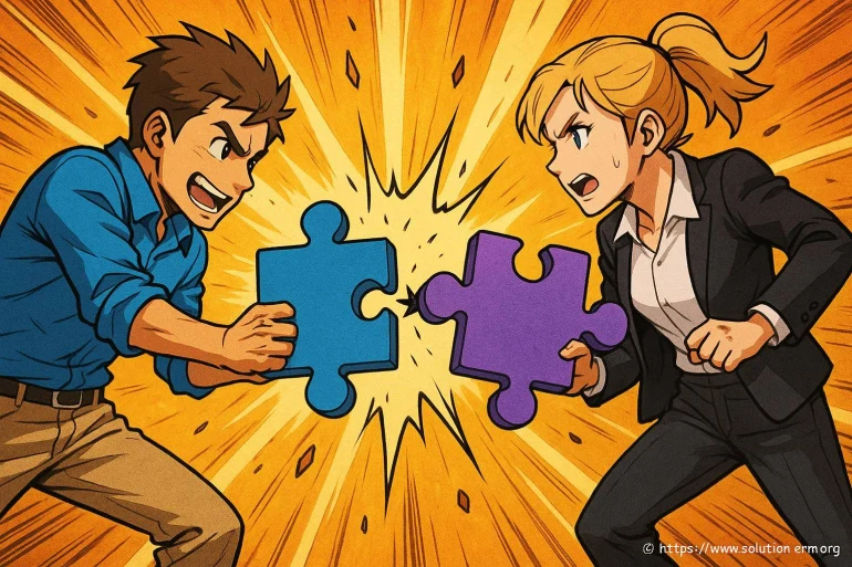 Conflit animé entre homme et femme avec puzzles