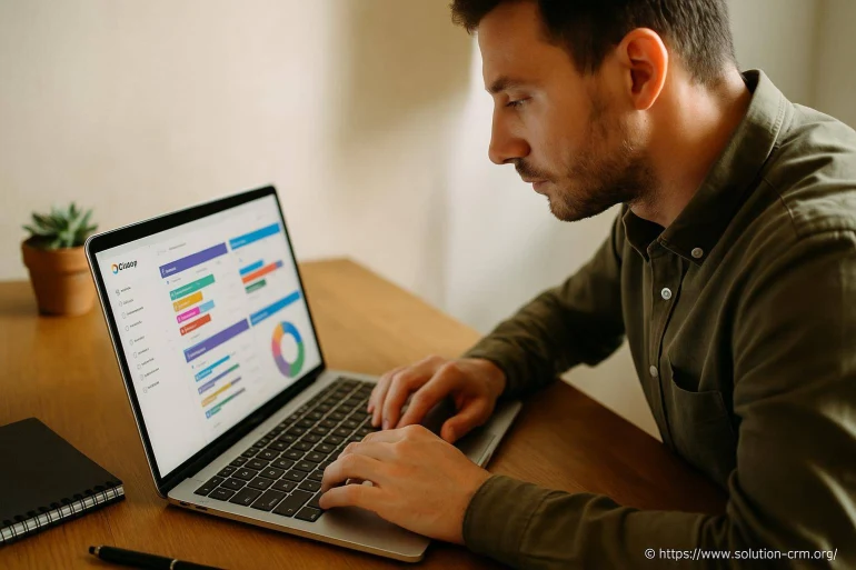 Homme concentré travaillant sur ordinateur portable