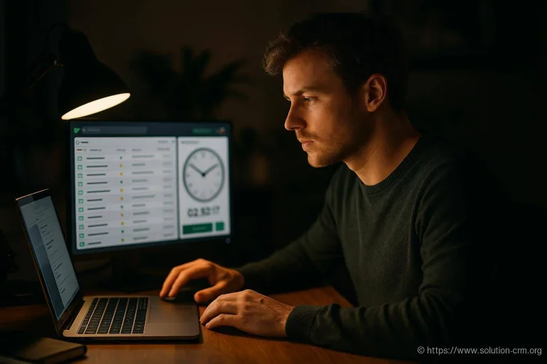 Homme travaillant tard sur ordinateur portable