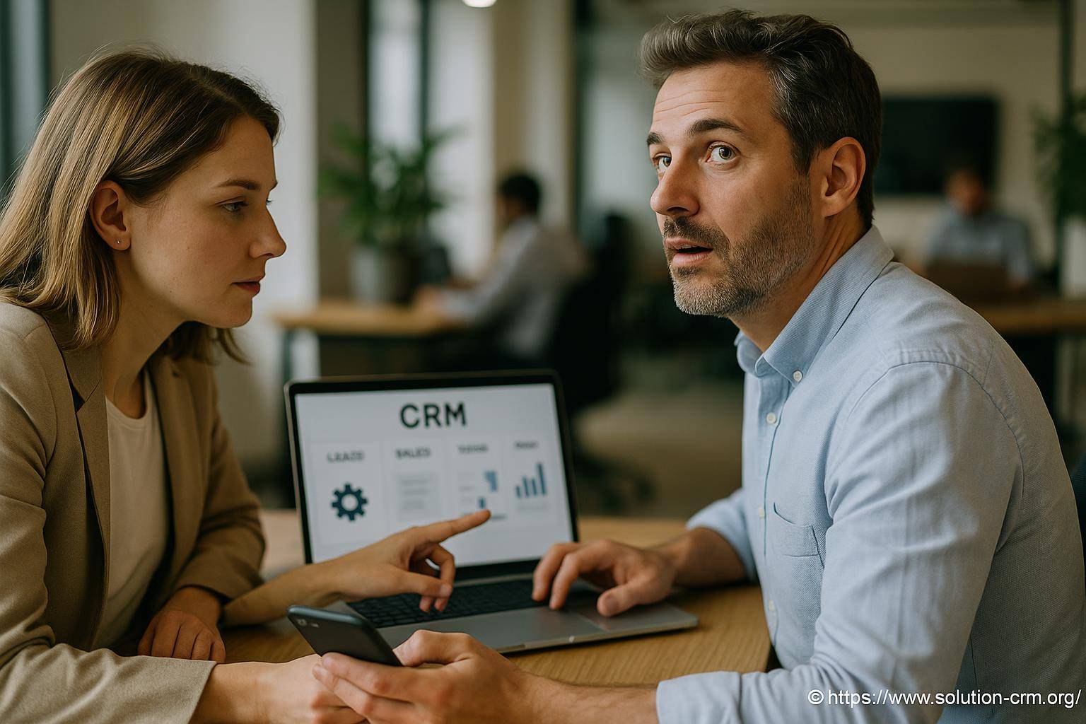 discussion professionnelle autour dun logiciel CRM