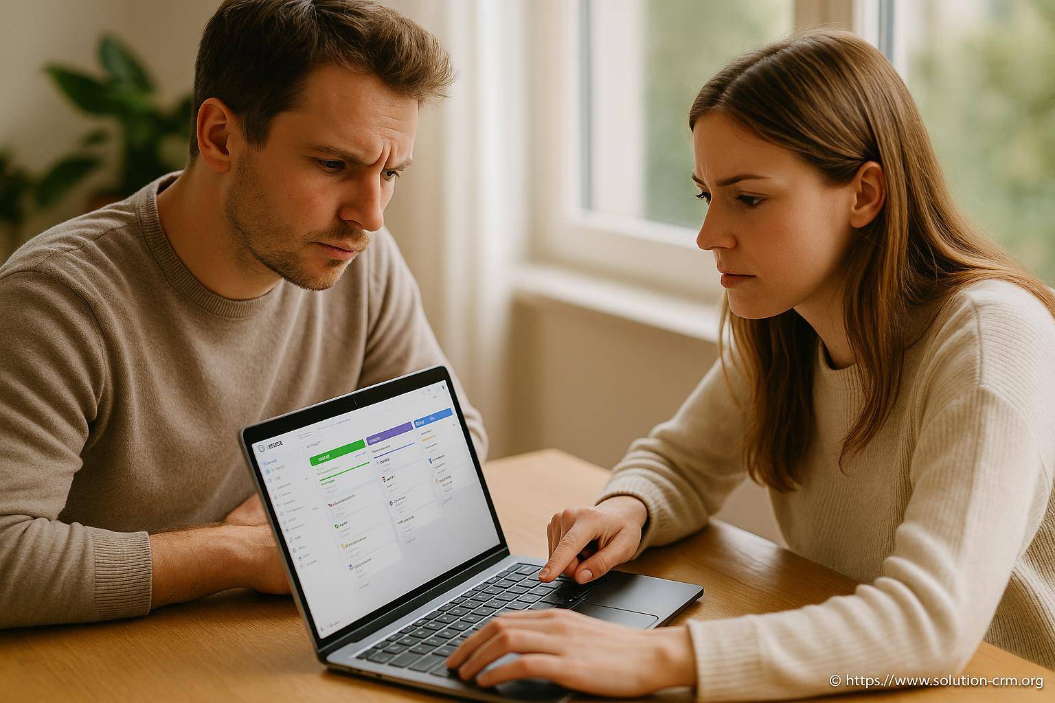 Couple concentré sur gestion projet informatique