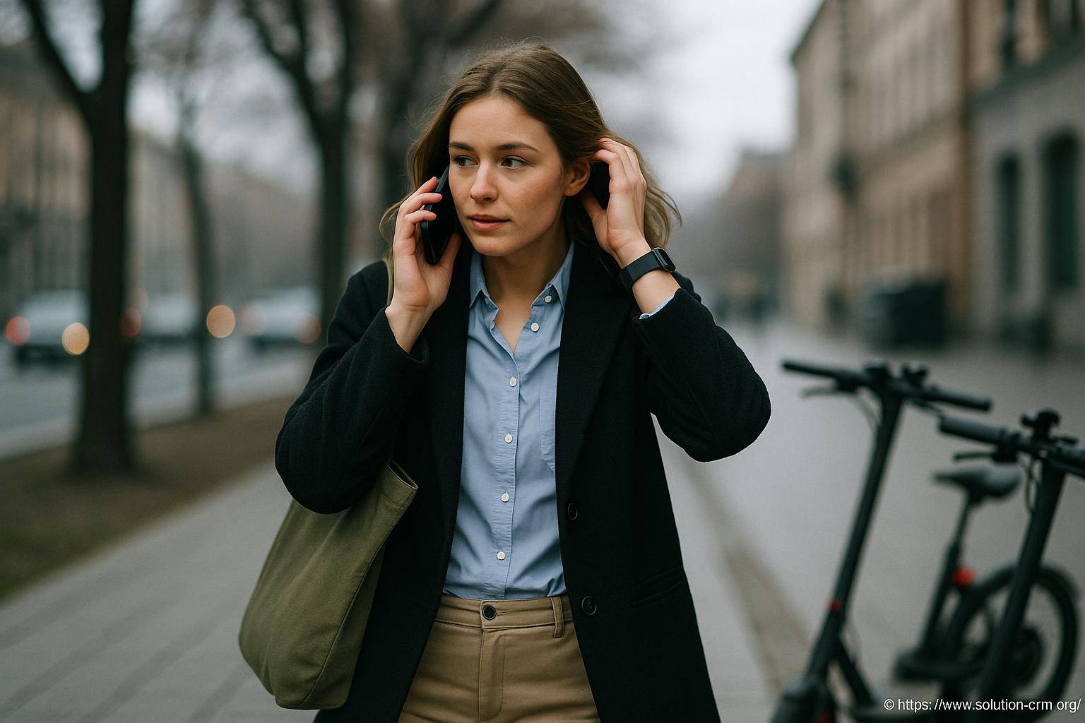 femme parlant au téléphone en ville