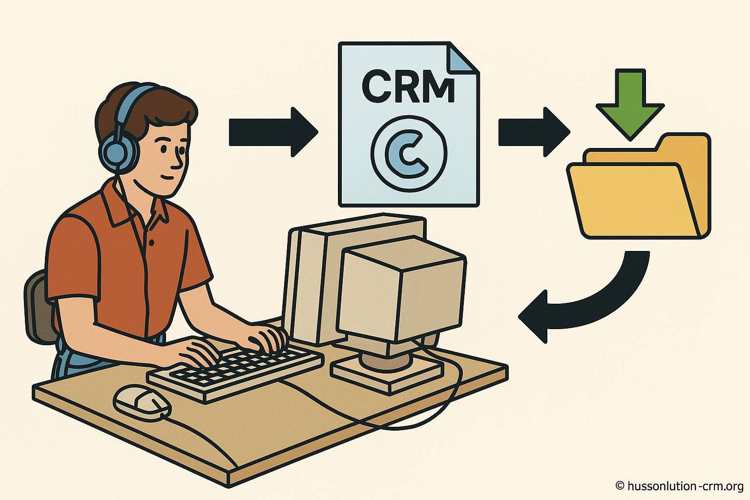 Personne saisissant des données CRM sur ordinateur