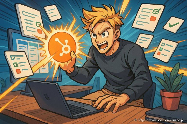 Homme animé utilisant logiciel CRM dynamique