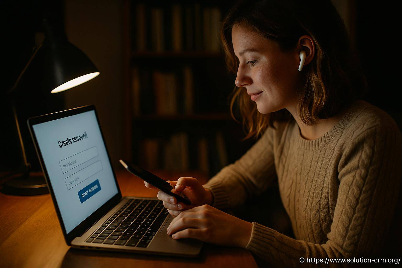 Femme créant un compte en ligne