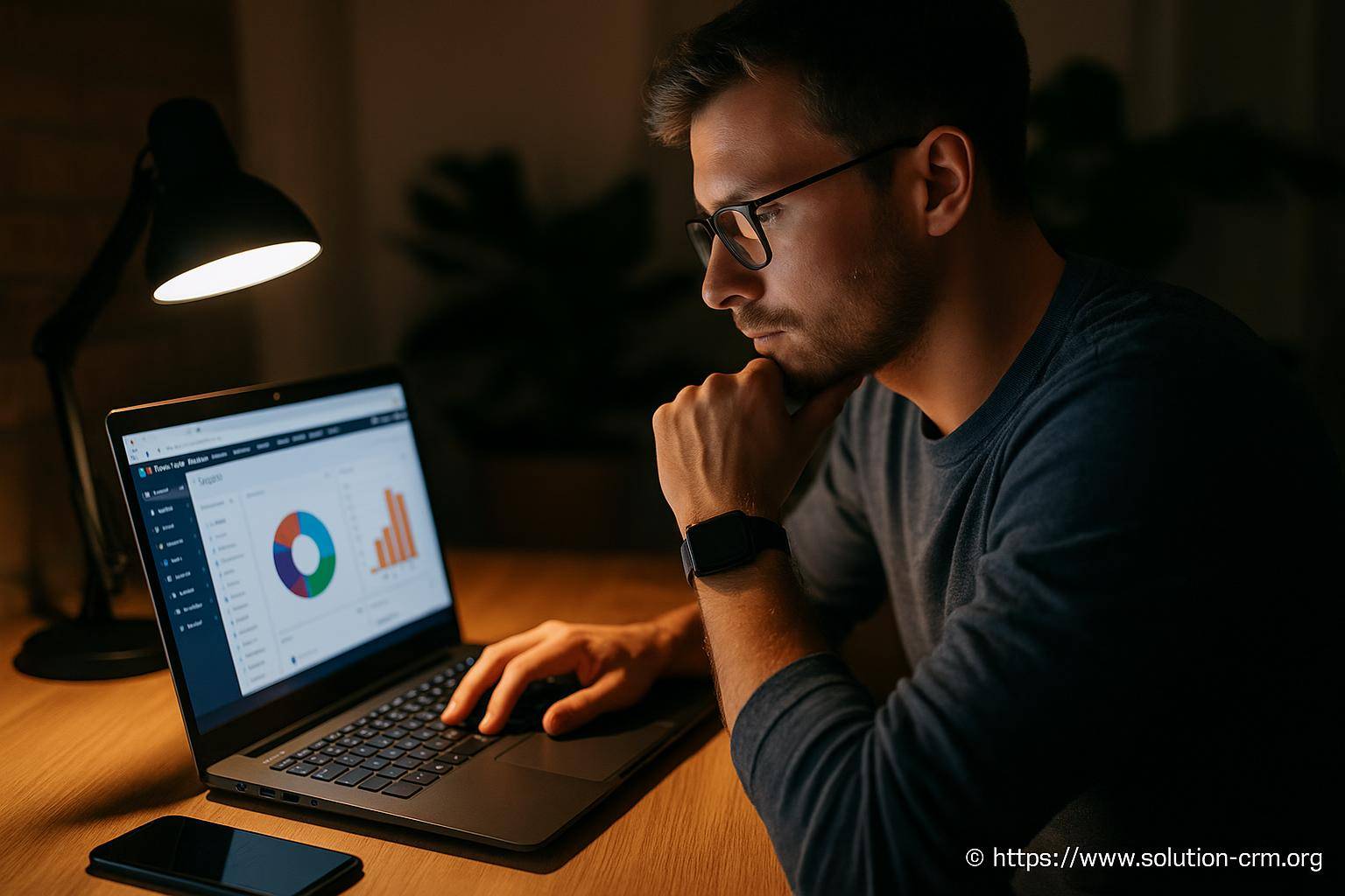 Homme analysant des graphiques sur ordinateur