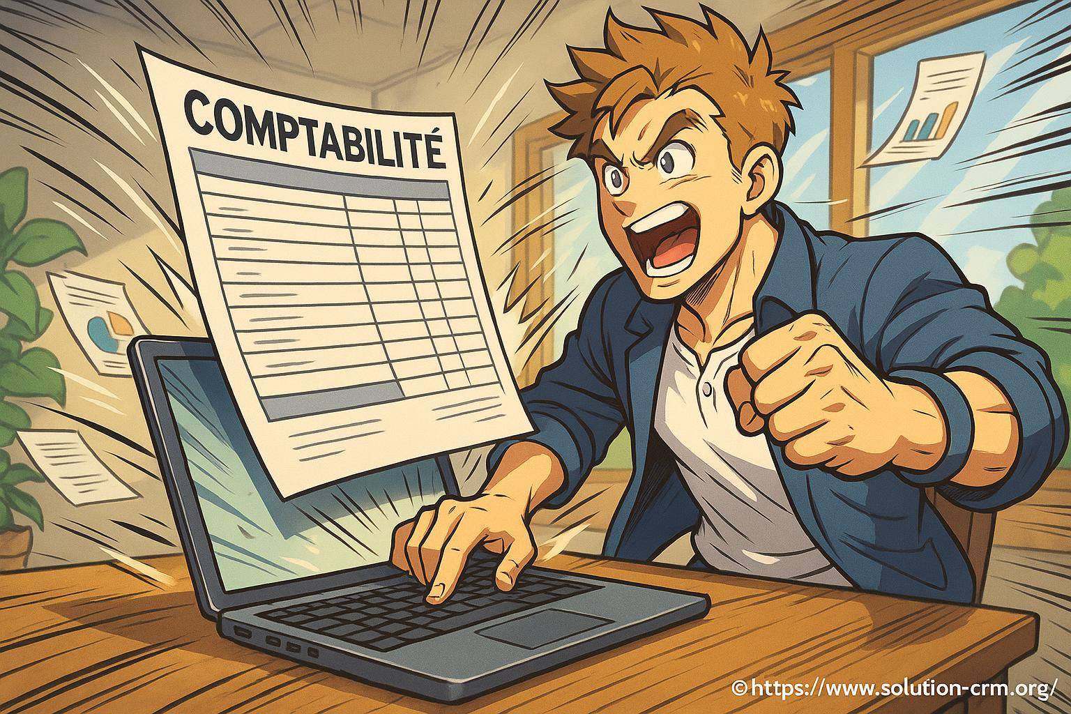 Homme en colère avec document comptabilité