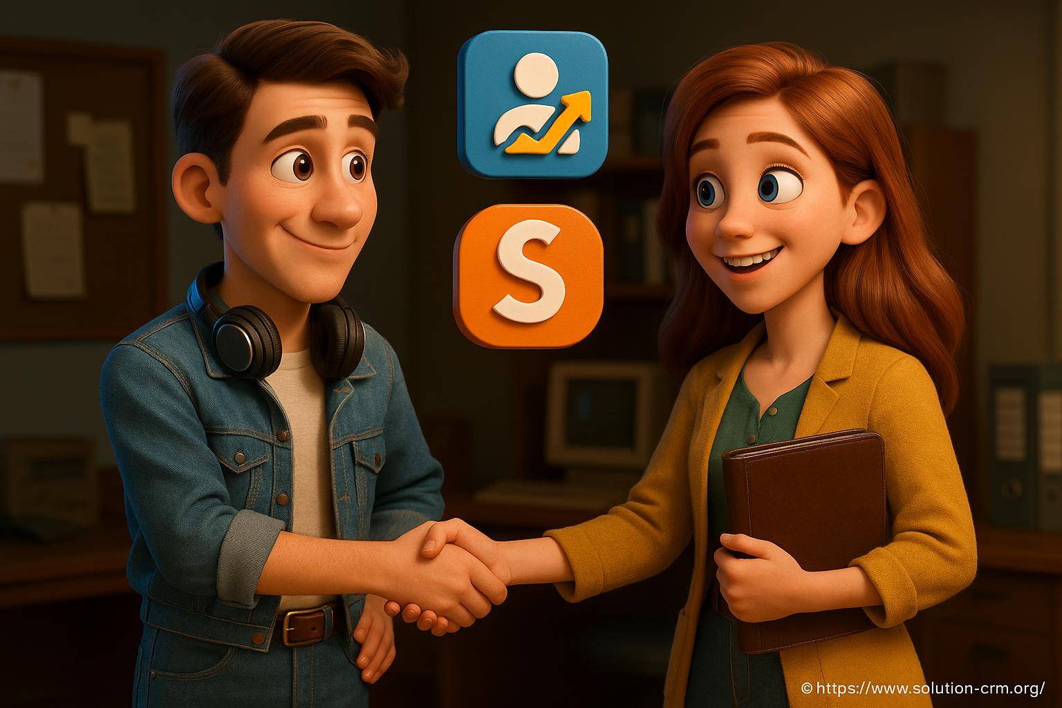 Jeune homme et femme se serrant la main