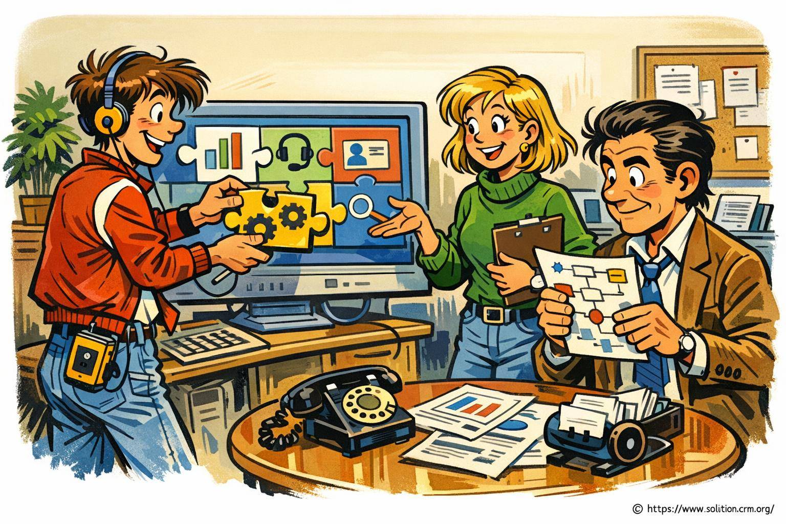 équipe collaborant sur un puzzle numérique