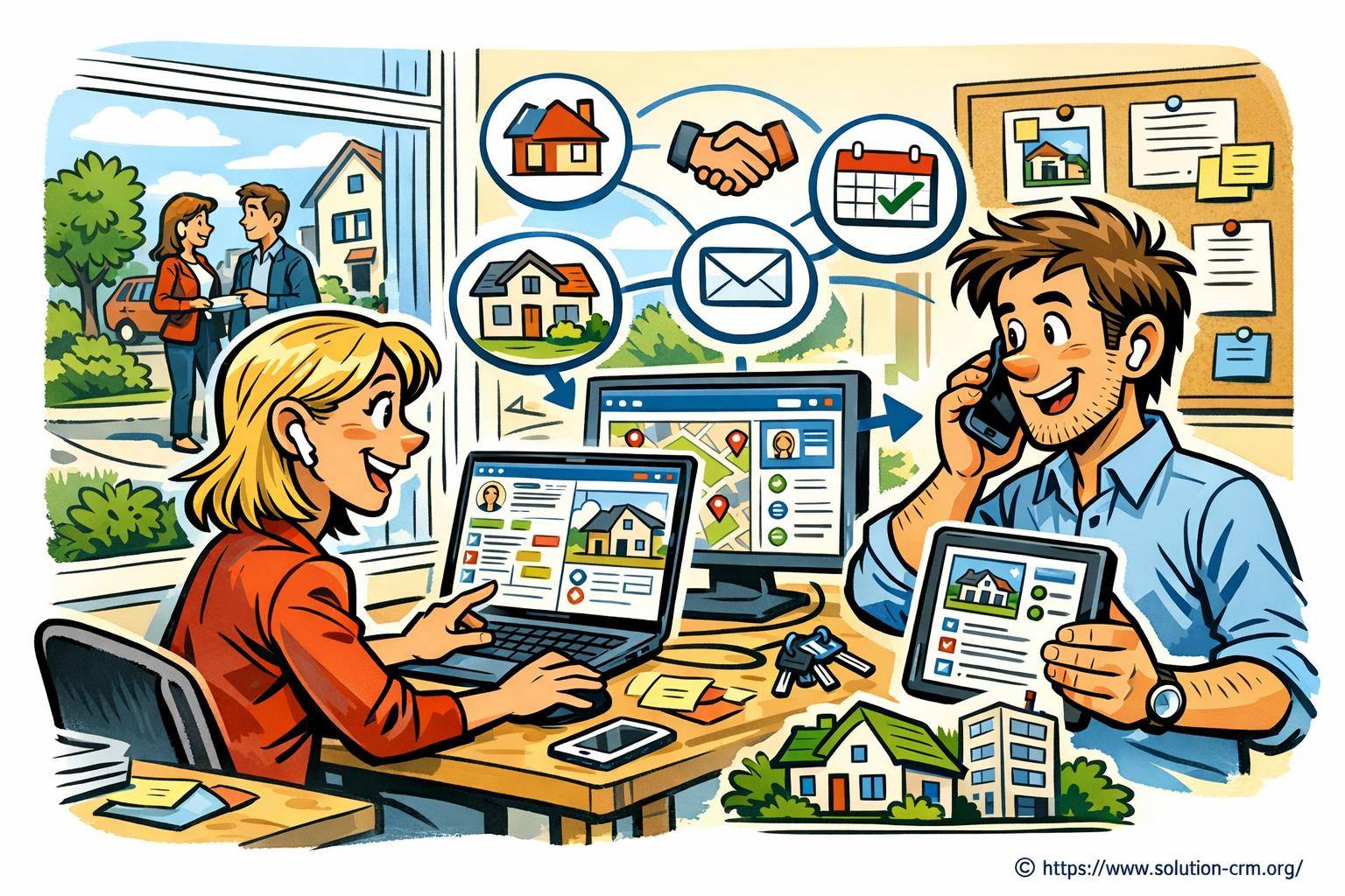 Agents immobiliers utilisant des outils numériques