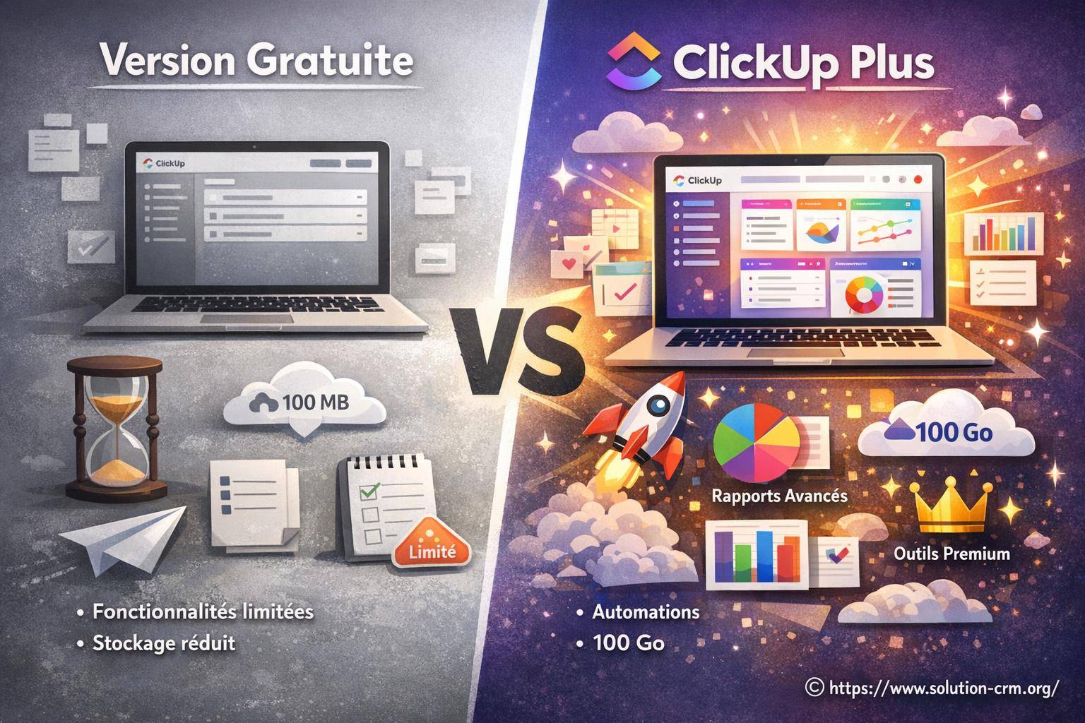 ClickUp : quelle différence entre la version gratuite et ClickUp Plus ?